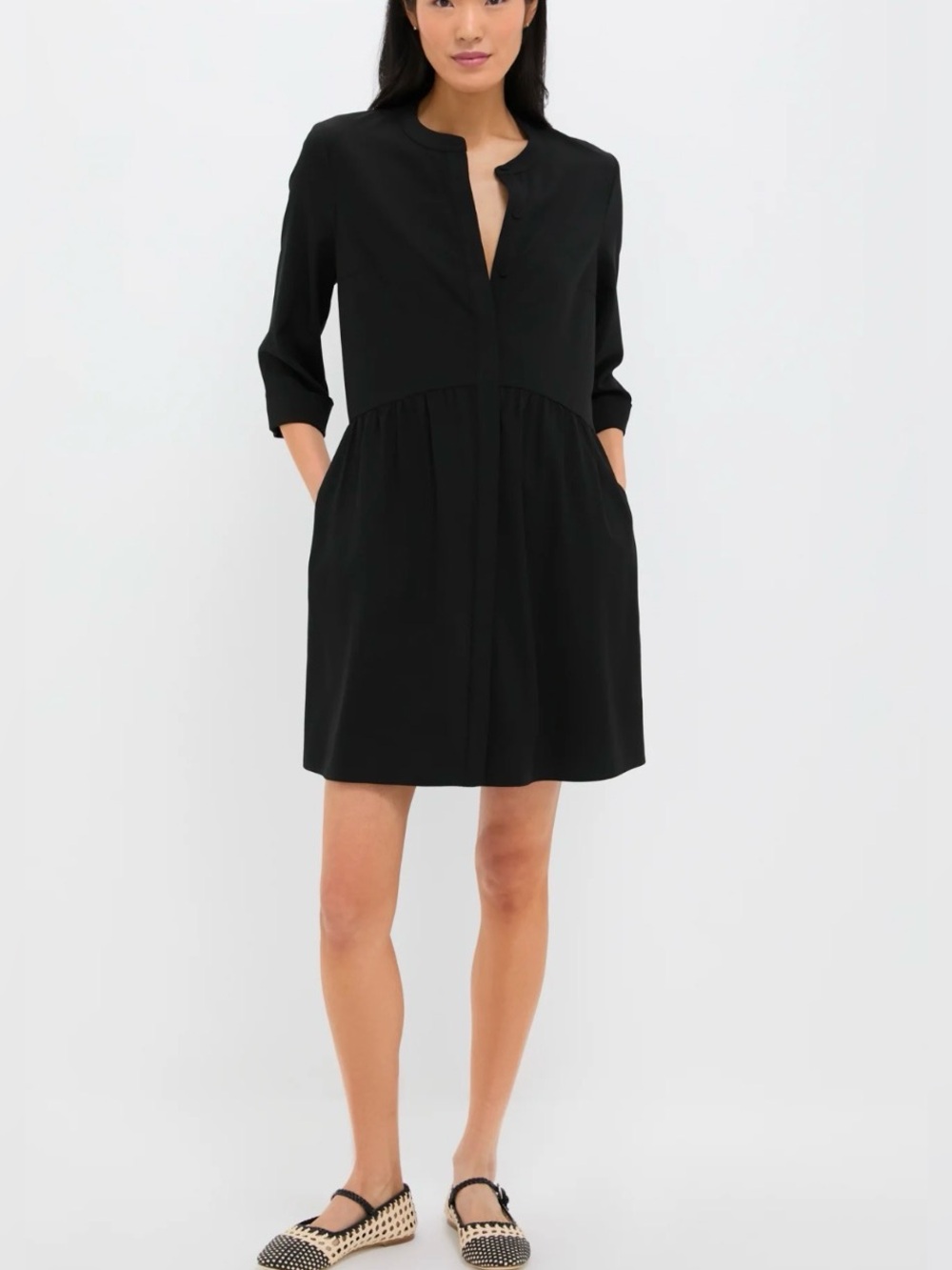 Tuckernuck Black Split-Neck Mini Dress Size XL